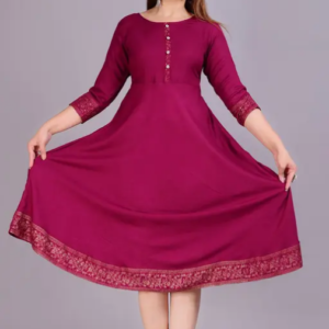 Women Solid Rayon Anarkali (Purple) Product Code 04-LE 3 (BUY 1 GET 2 FREE)