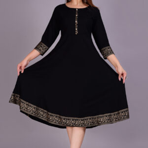 Women Solid Rayon Anarkali (Black) Product Code 01-CL 1