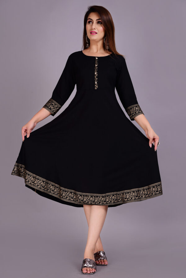 Women Solid Rayon Anarkali (Black) Product Code 01-CL 1